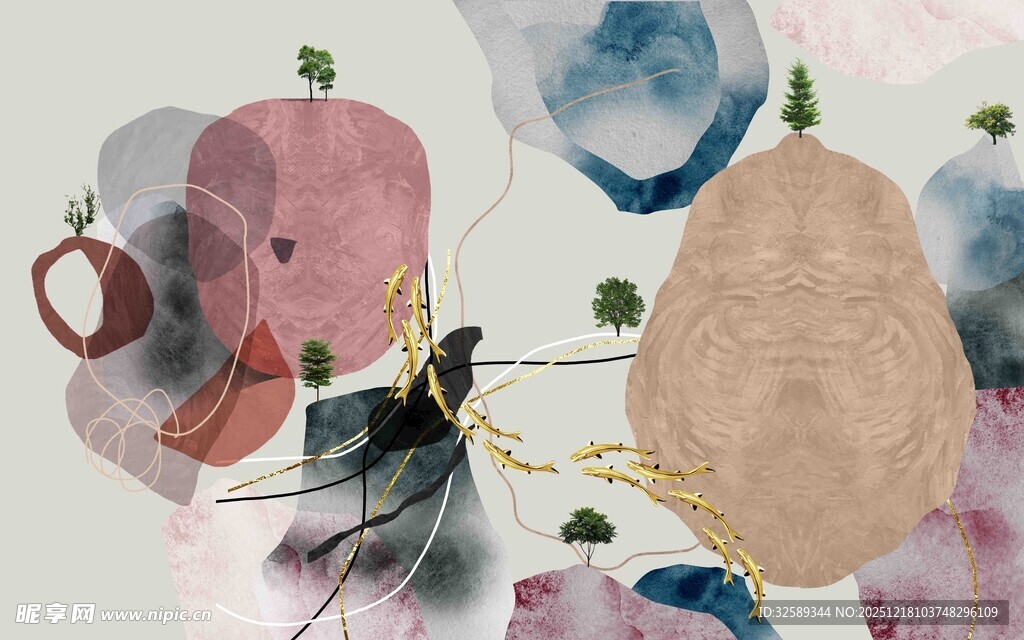 抽象艺术拼贴图案设计