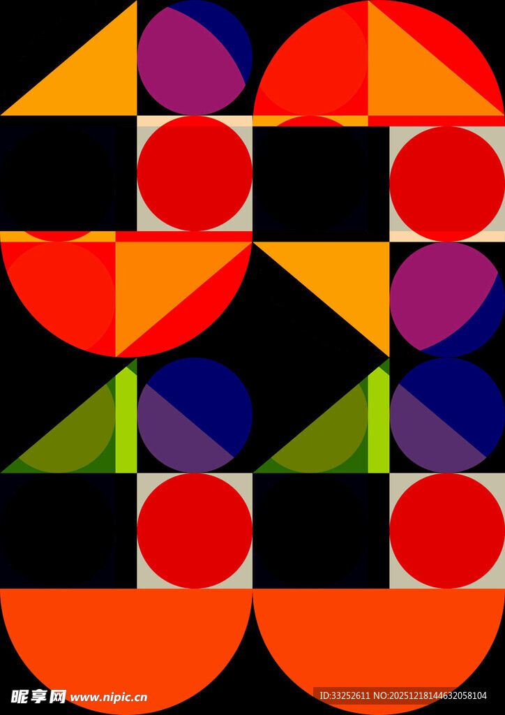 多彩几何图案抽象艺术作品