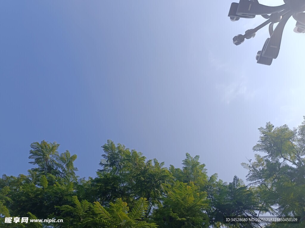 蓝天绿树间的空中设备