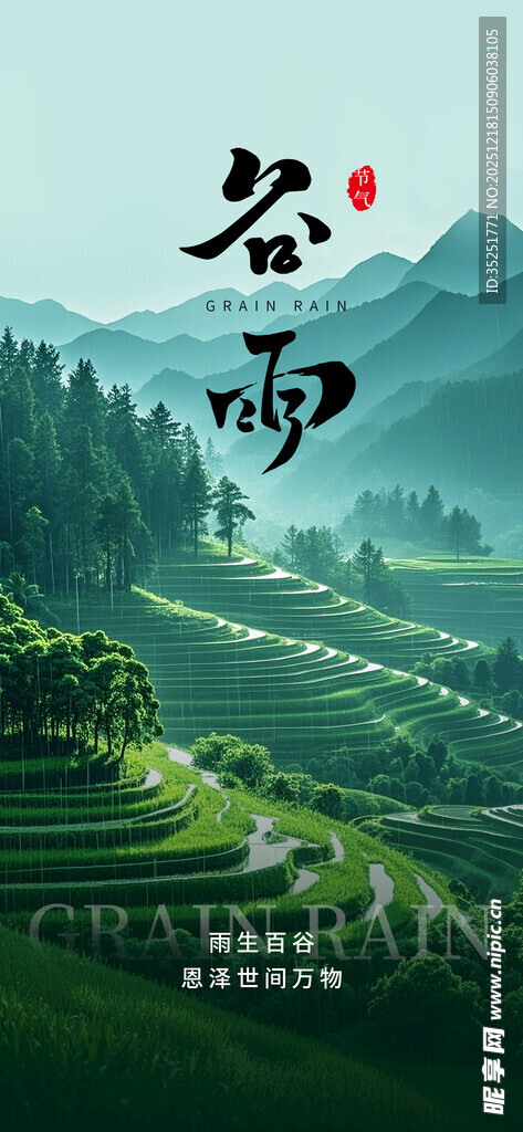 谷雨时节的山间梯田美景