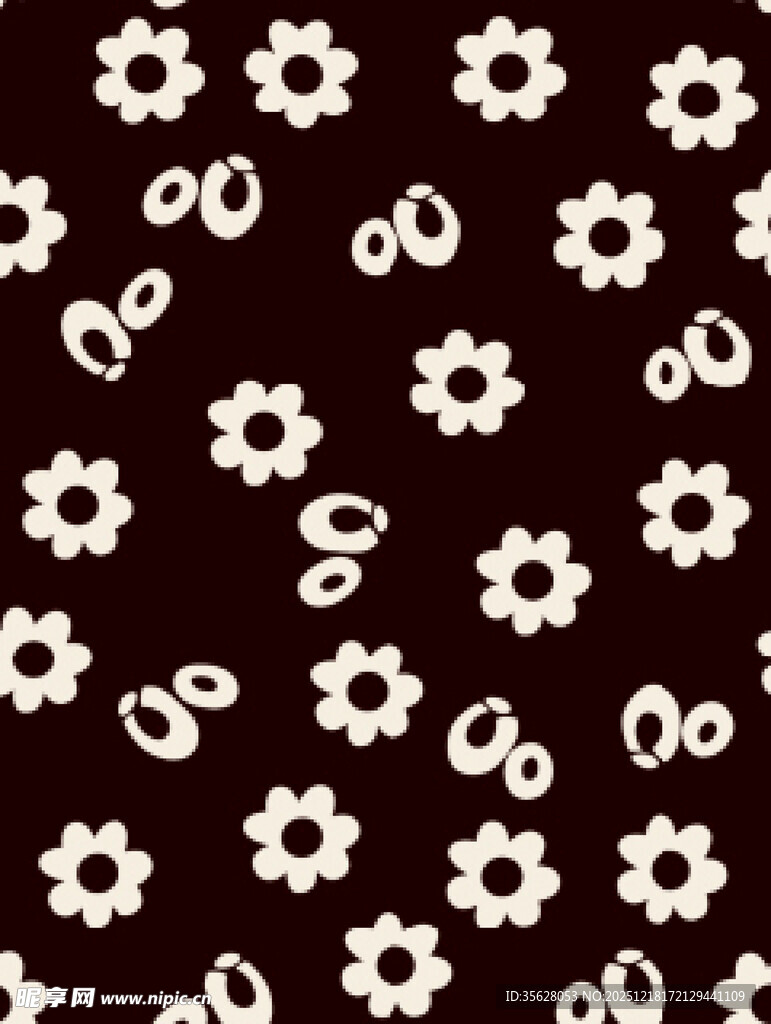 黑色底白色花朵图案背景