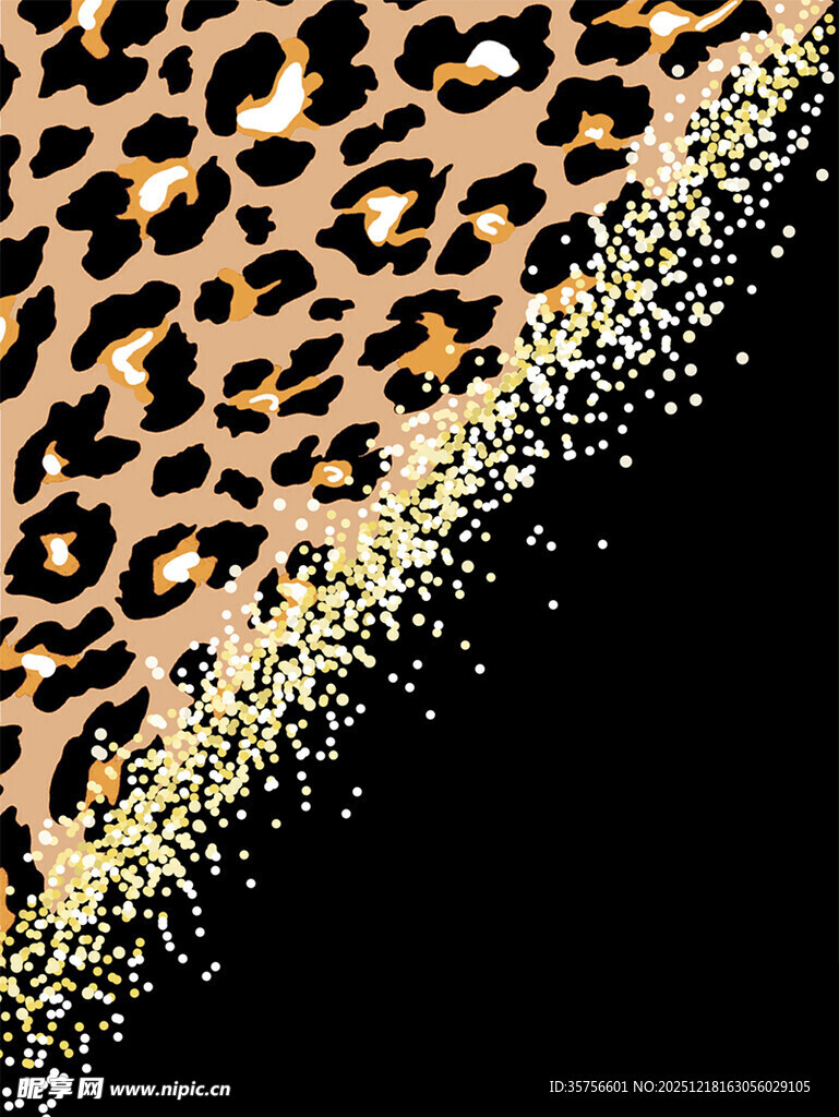 豹纹金粉装饰背景图