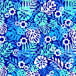 蓝色热带植物花纹图案