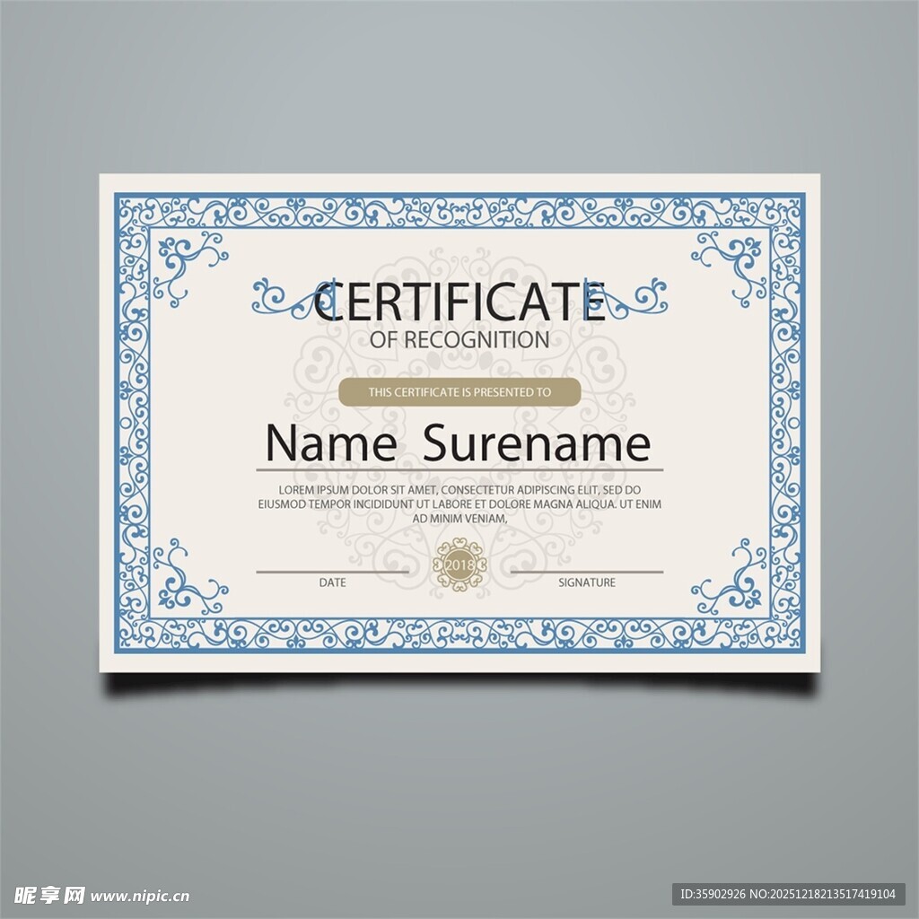 复古风格证书模板