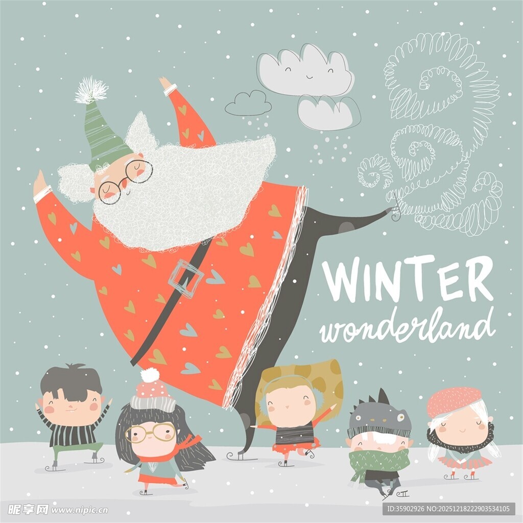 圣诞老人与孩子们的冬日乐