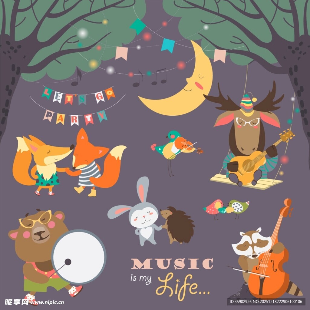 森林动物的音乐狂欢夜