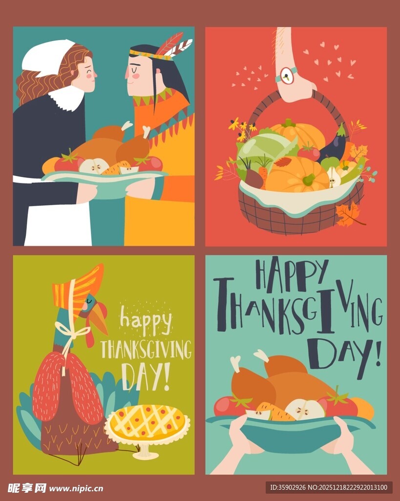 欢乐感恩节场景插画