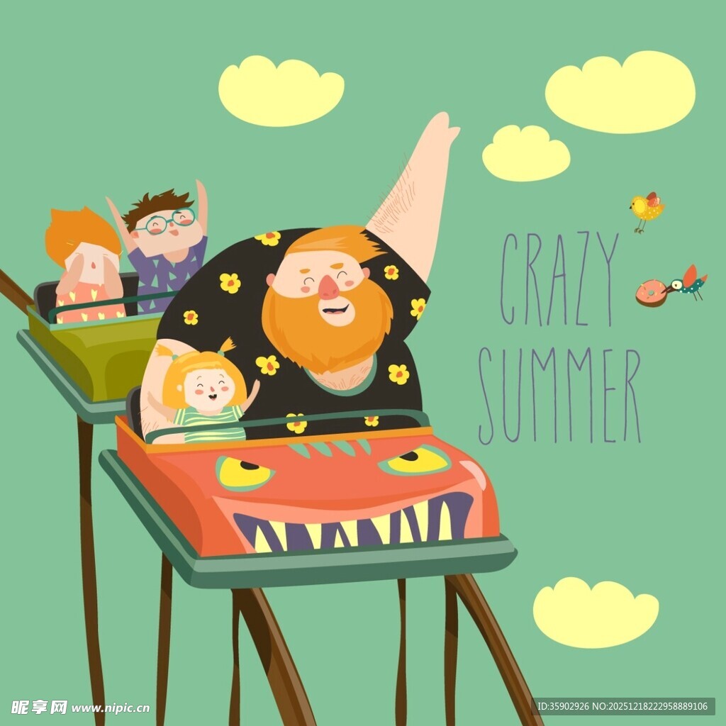 欢乐夏日的趣味滑梯时刻