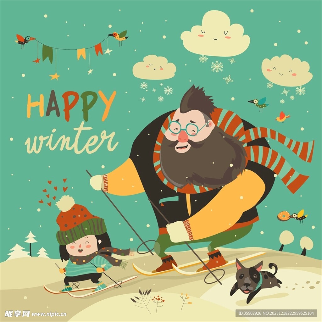 欢乐冬日童趣场景