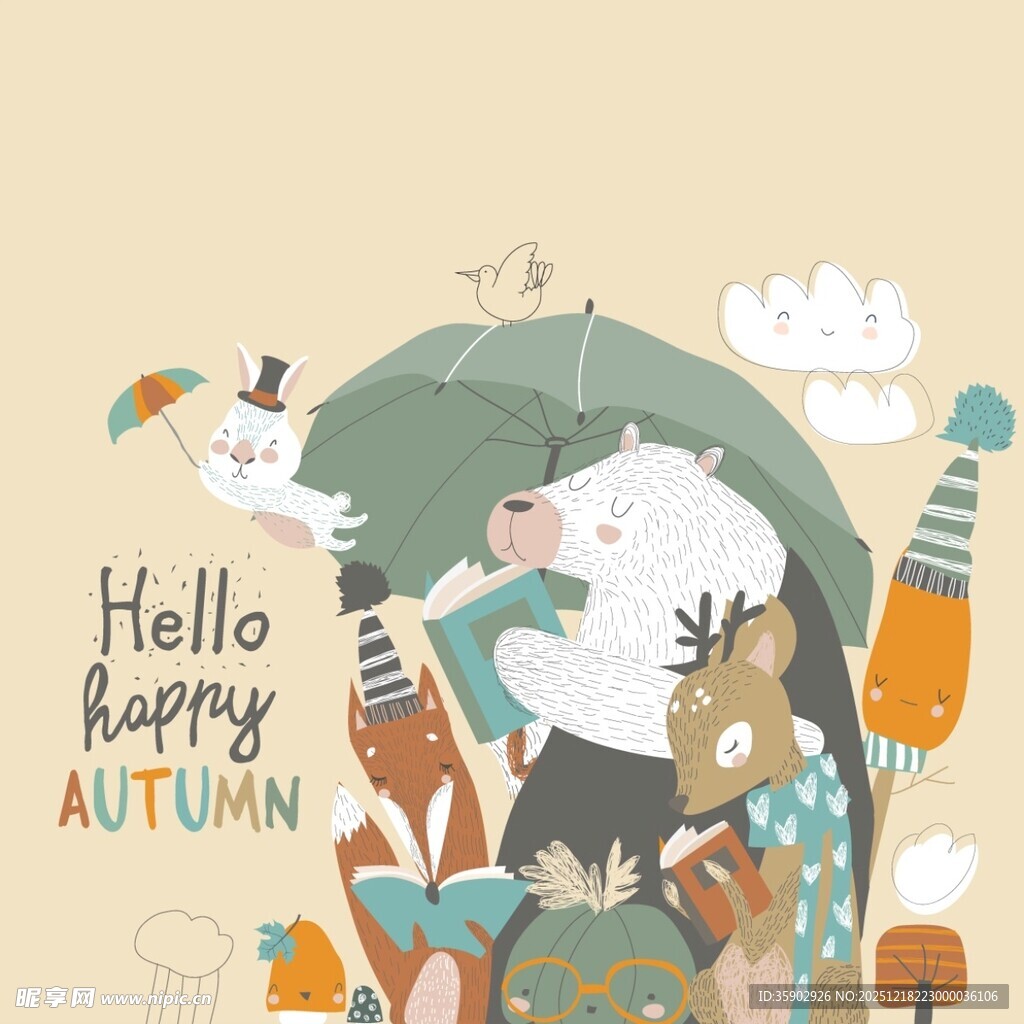 秋日动物欢聚图