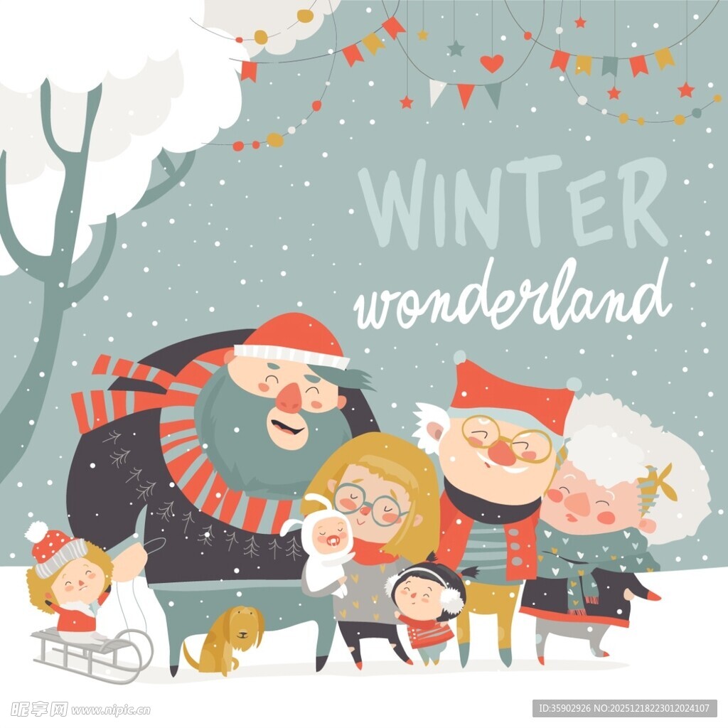 冬日温馨场景中的欢乐人群