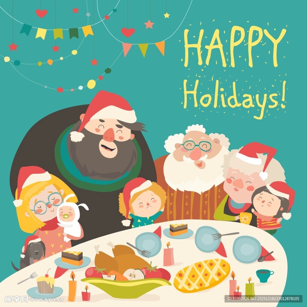 欢乐圣诞家庭聚会场景