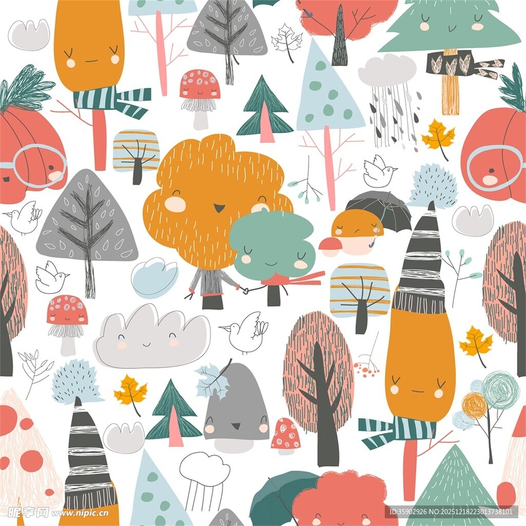 森林卡通图案背景设计