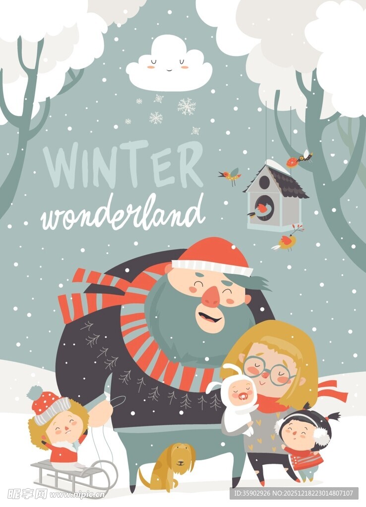 冬日仙境中的欢乐场景