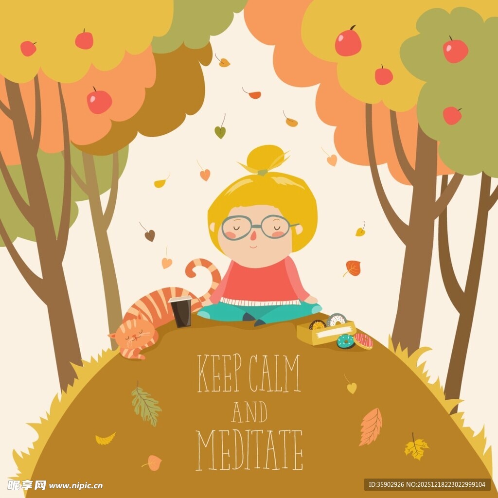 秋日女孩林间惬意阅读