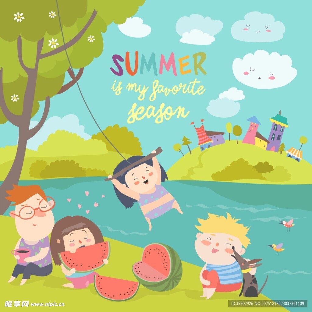 夏日儿童欢乐户外玩耍