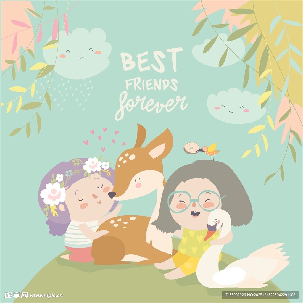 童趣森林动物欢乐场景