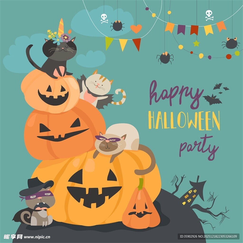 欢乐万圣节南瓜装饰派对