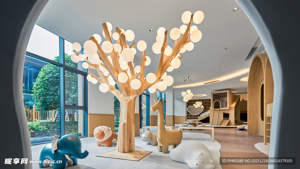 现代客厅艺术树状灯饰设计