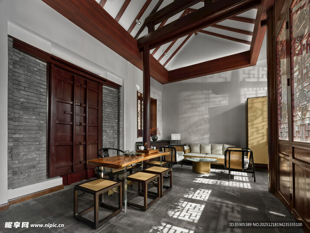 中式古风餐厅室内场景