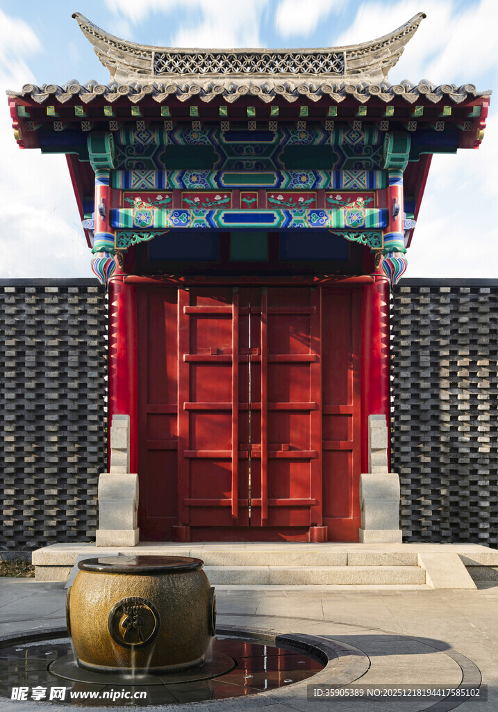 中式古典红门建筑景观