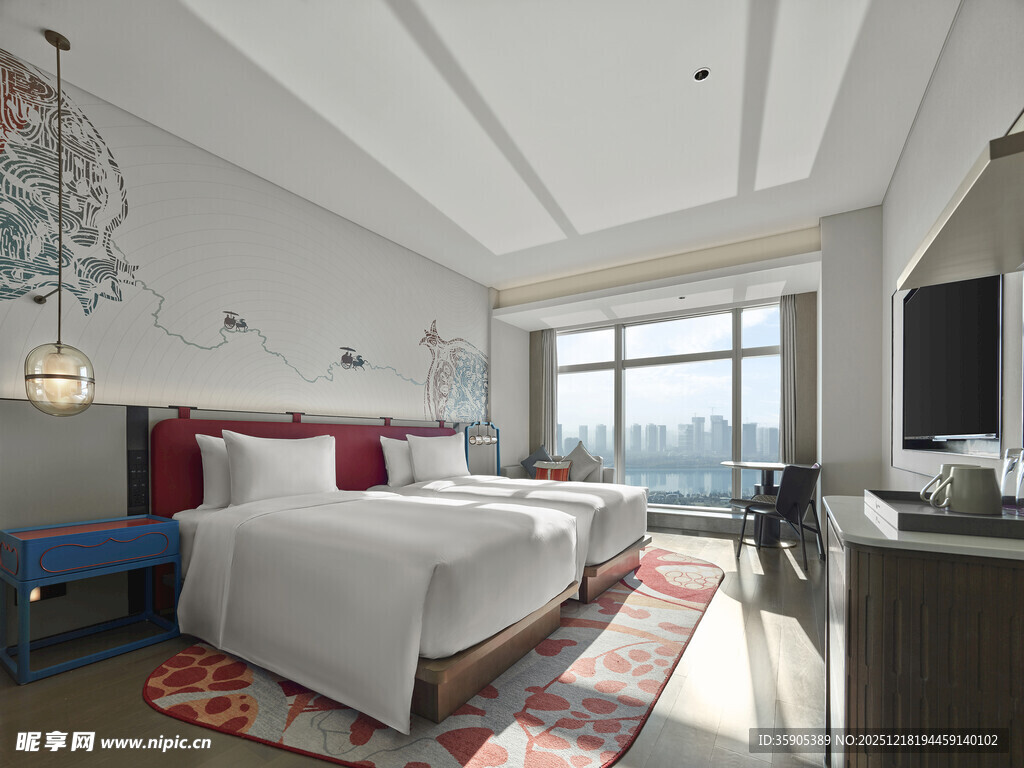 现代风格豪华双床酒店客房