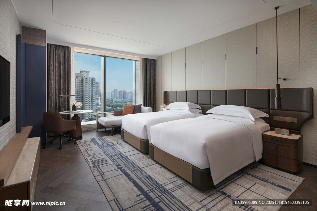 现代风格豪华双床酒店客房