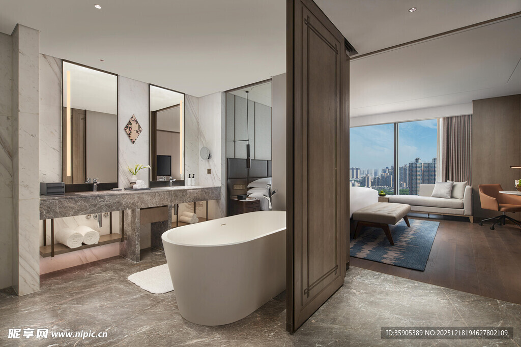 现代豪华浴室全景