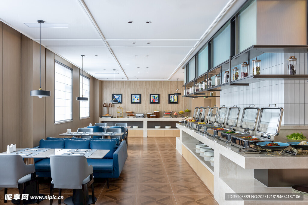 现代风格自助餐厅内部
