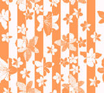 橙白花卉条纹图案背景