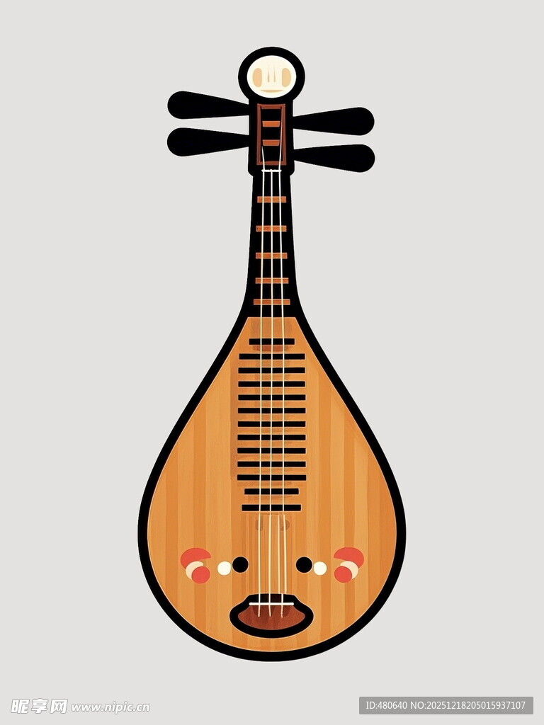 卡通形象的可爱琵琶乐器