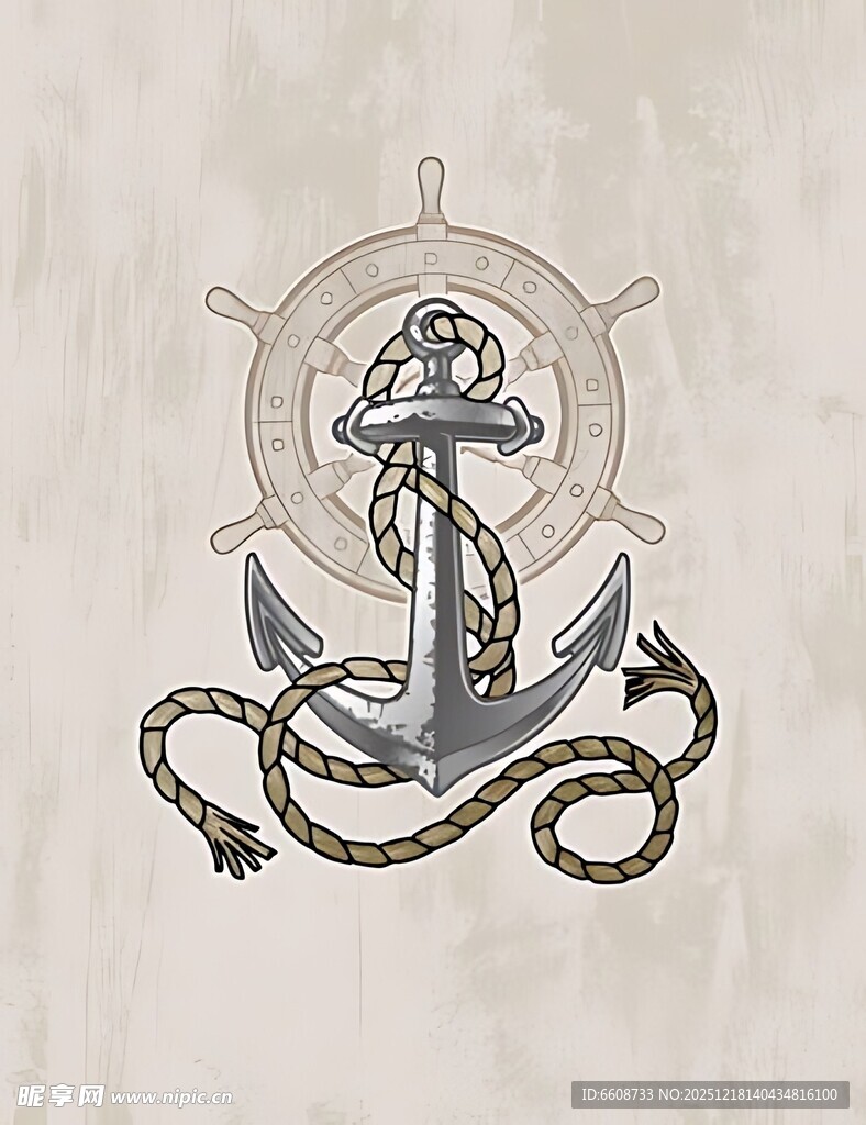 航海主题锚舵图案设计