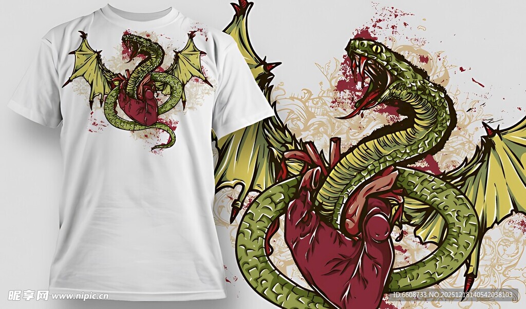 龙图案白色T恤设计图