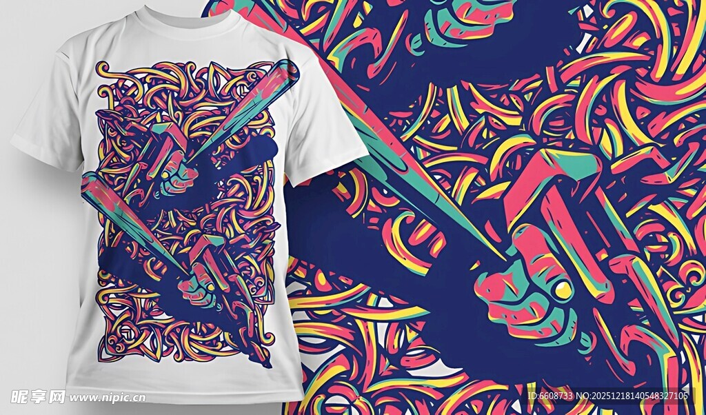 多彩抽象图案T恤设计