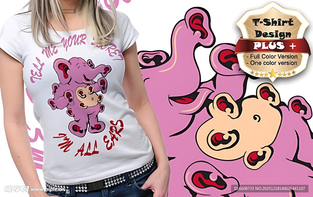 可爱卡通图案女士T恤