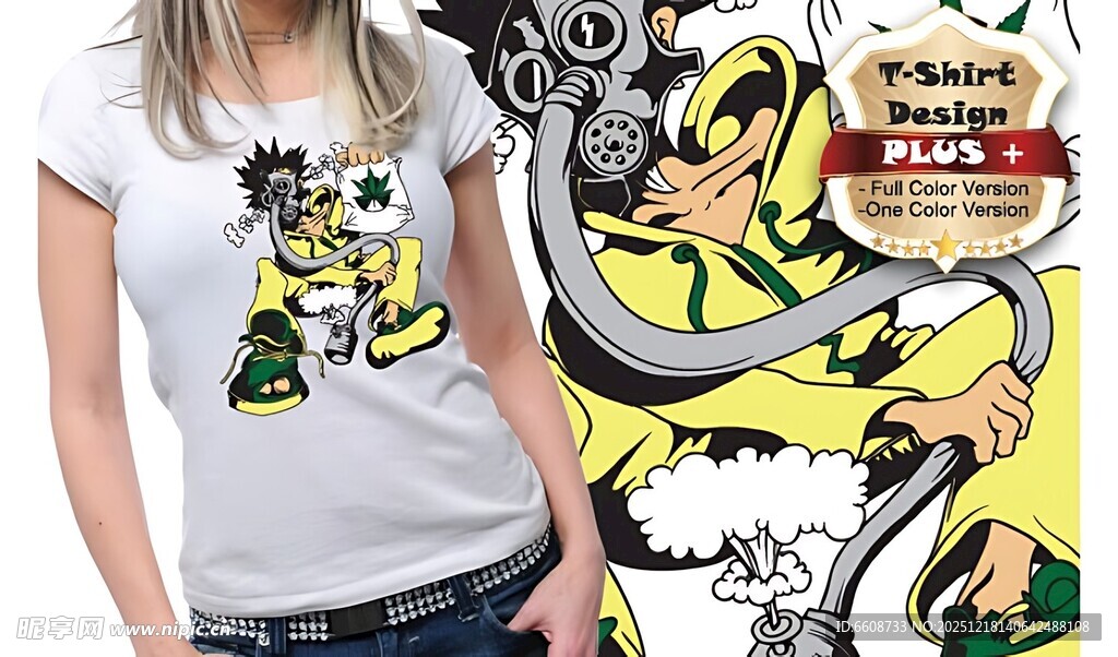 个性漫画风女士T恤展示