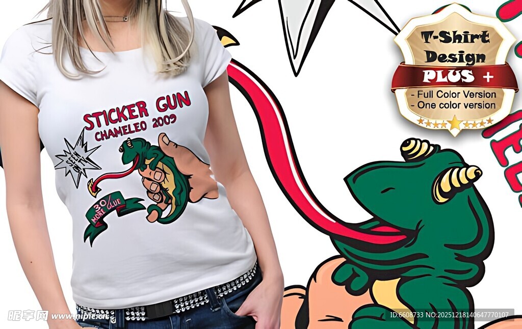 卡通图案白色T恤展示