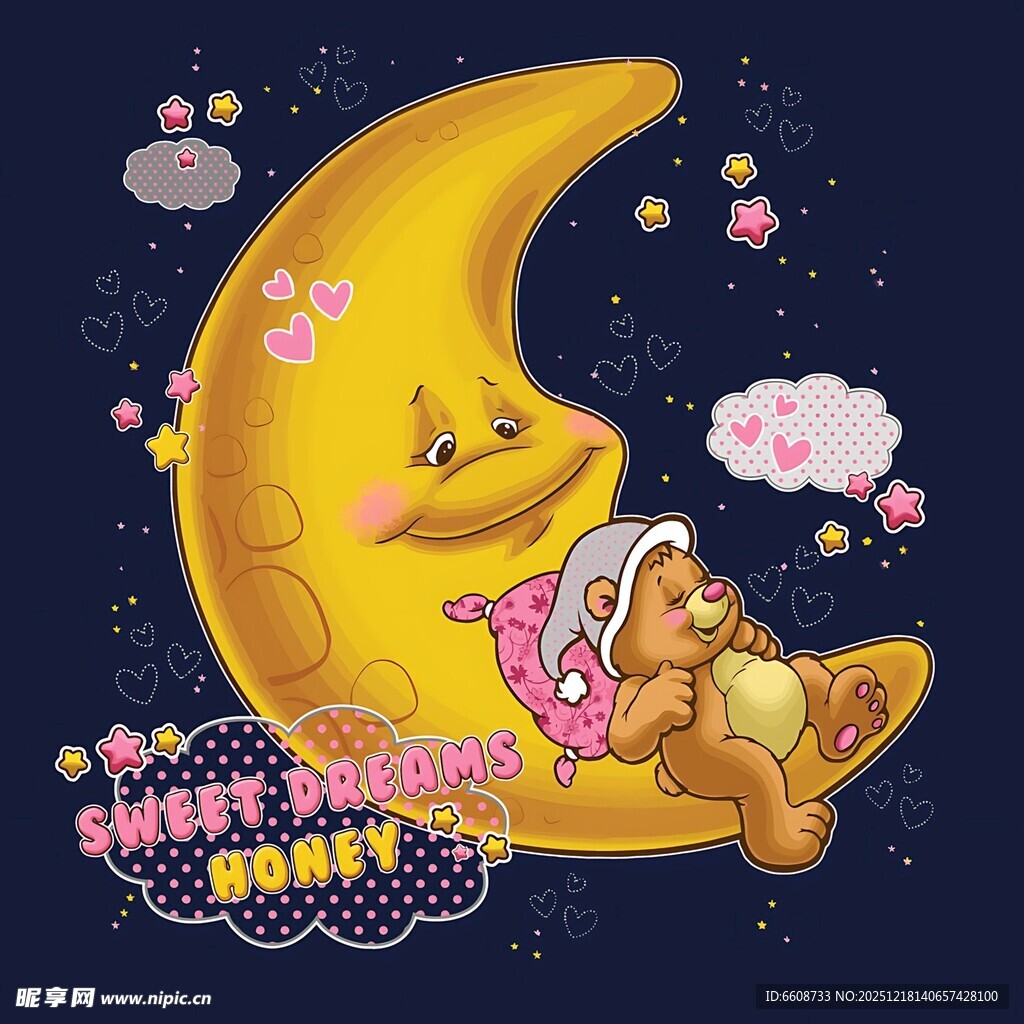 月亮上的小熊梦幻场景