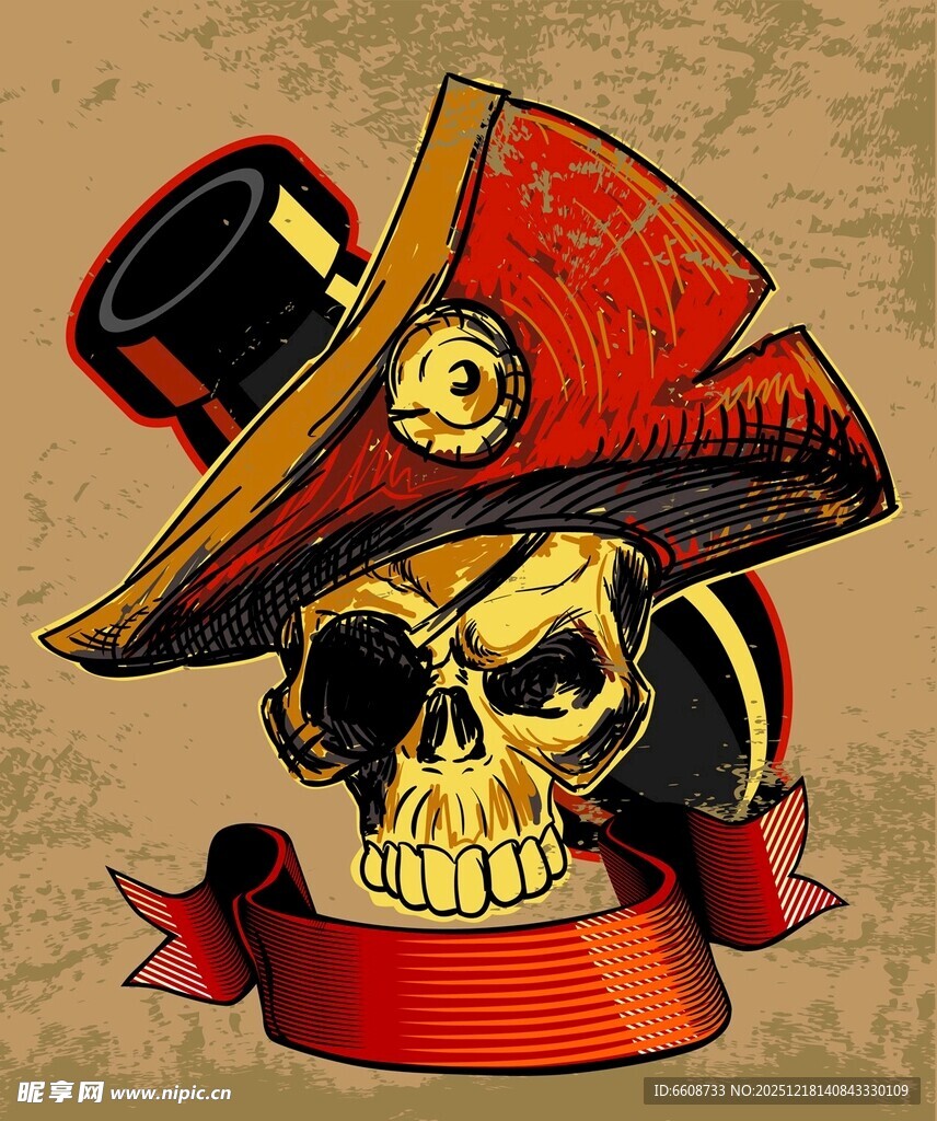 海盗骷髅帽插画