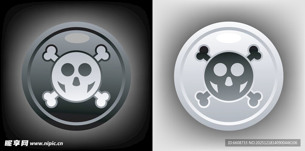 骷髅图案金属纽扣