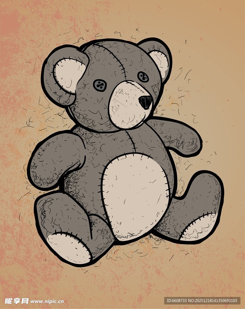 灰色小熊玩偶插画