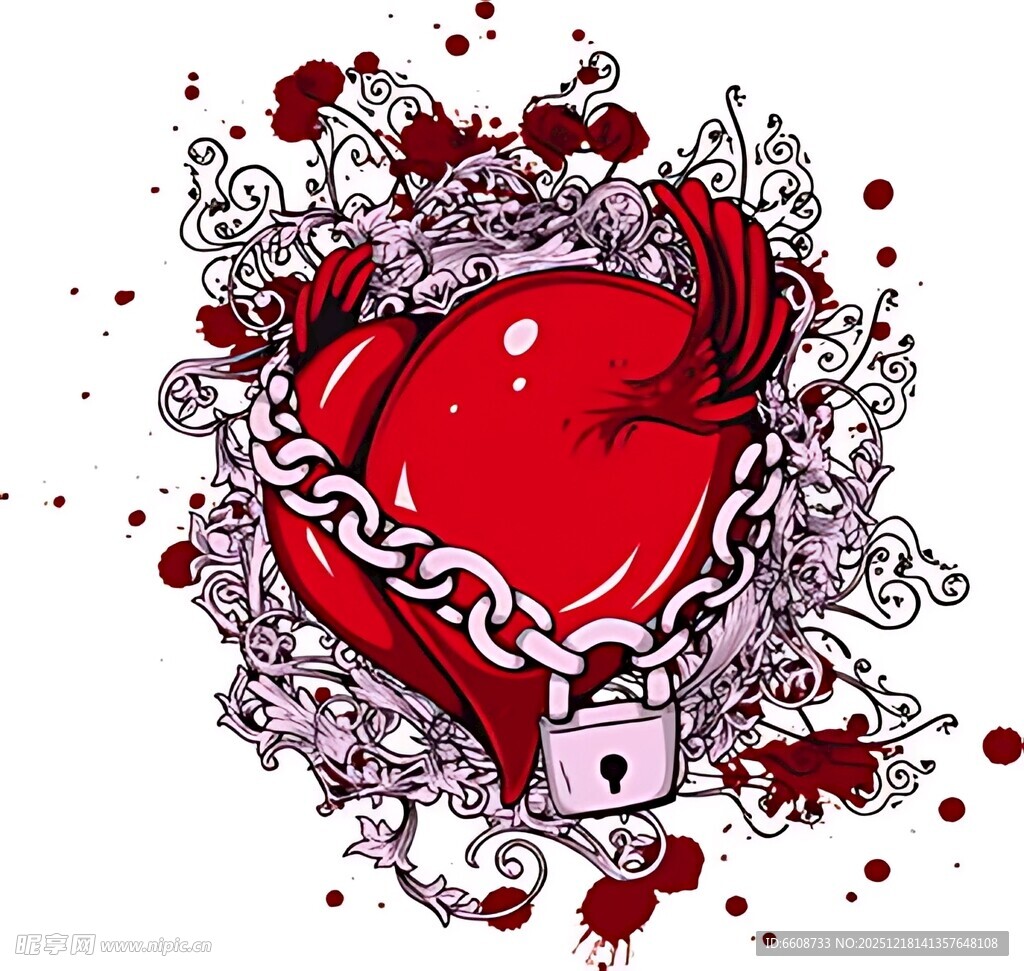 带锁链的心形图案