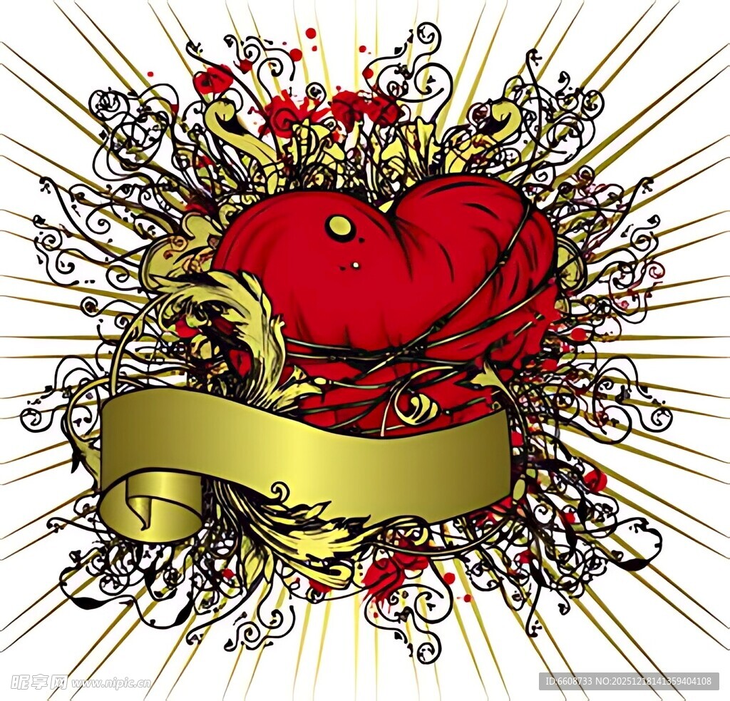 华丽心形装饰图案