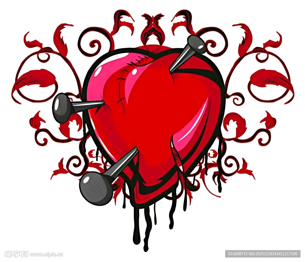 带刺红心图案设计