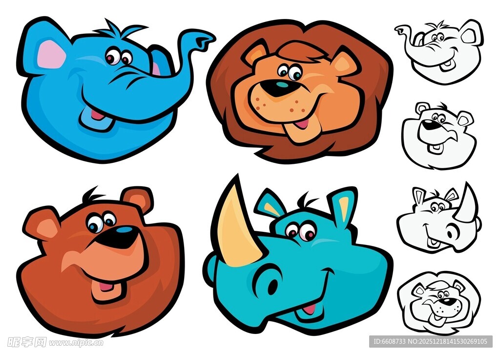 可爱动物卡通头像集合