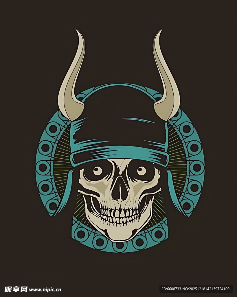 骷髅武士头盔插画