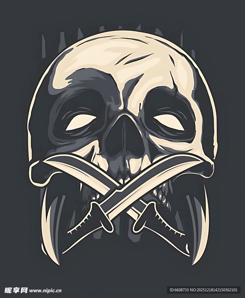 骷髅与交叉骨酷炫插画