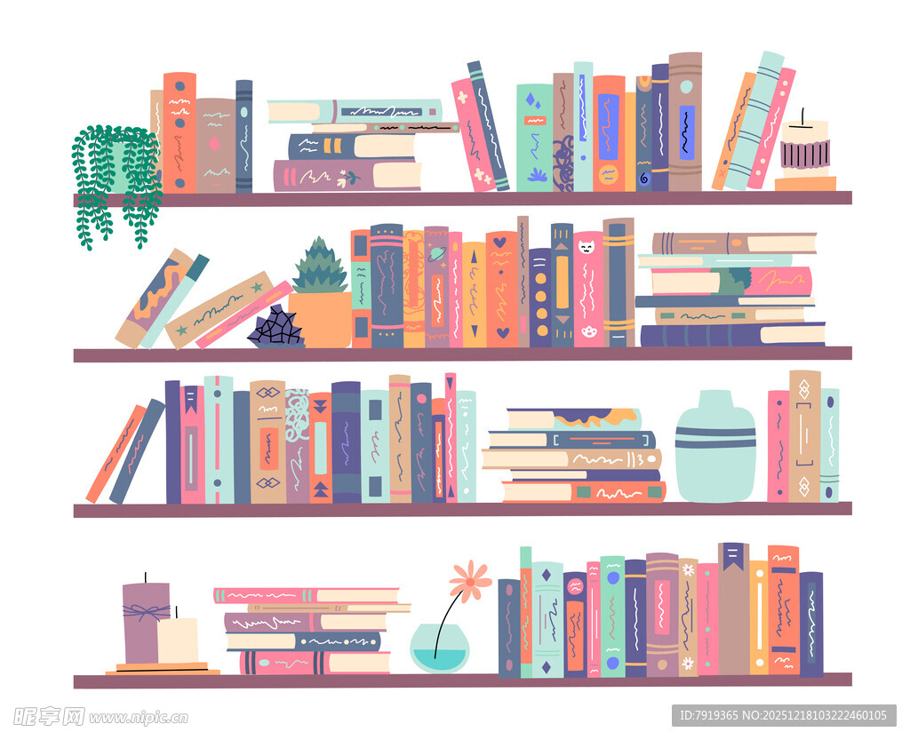 书架书籍插图