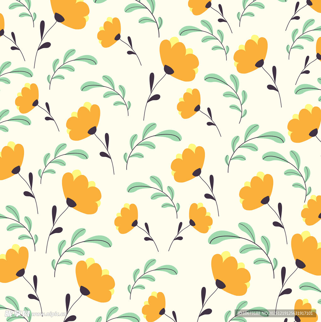 黄色花卉图案背景纹理