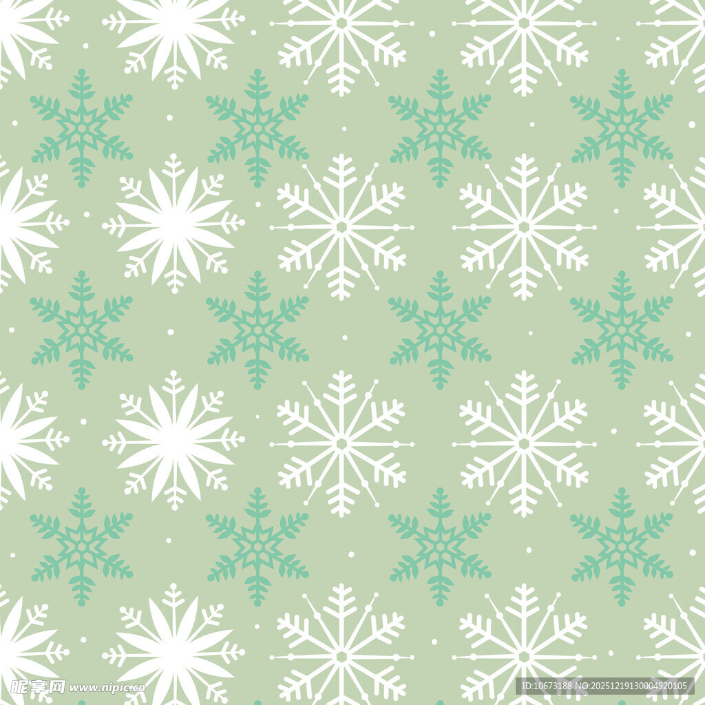 浅绿色底白色雪花图案